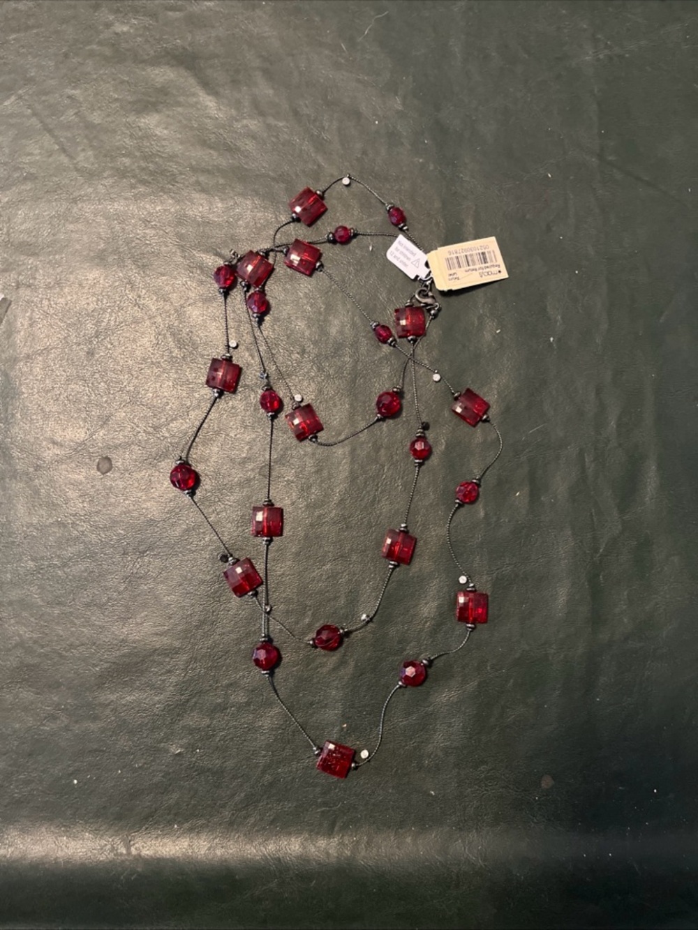 Women Jewelry Red Glass Beaded Long Necklace